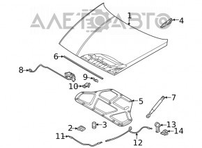 Mâner de deblocare a capotei Hyundai Kona 18-23 1.6, 2.0 sedan nou original OEM