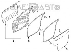 Уплотнитель двери передней левой Hyundai Kona 18-23