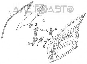 Направляющая стекла двери передней прав Hyundai Kona 18-23