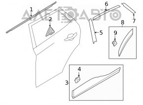 Ușă-sticlă turnare central spate stânga Hyundai Kona 18-23 nou original OEM