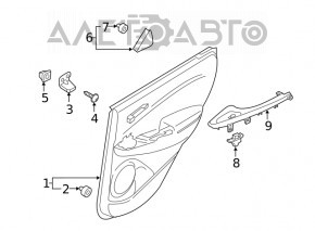 Capacul usii spate stanga Hyundai Kona 18-21 cu insertie, gri, zgarieturi.