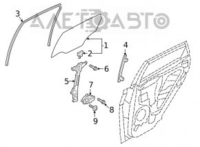 Geam portiera stanga spate Hyundai Kona 18-23 fara nuantare noua originala OEM