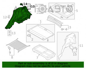 Capacul arcului drept Hyundai Kona 18-21 pentru subwoofer, negru