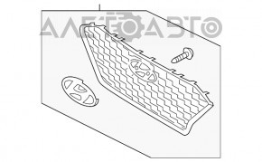 Решетка радиатора grill Hyundai Kona 18-21 1.6, 2.0 OEM