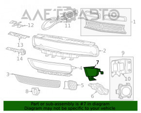 Deflectorul radiatorului pentru grila inferioară a bara de protecție față dreapta a Dodge Challenger 15-19, recondiționat, lipsește un fragment.