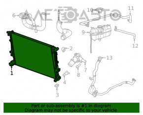 Radiatorul de răcire a apei pentru Jeep Cherokee KL 19-22 2.0T cu 2 motoare