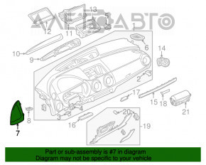 Capacul panoului frontal lateral stânga Audi A3 8V 15-20 4d, 5d negru