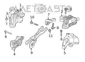 Кронштейн подушки двигателя правый Jeep Cherokee KL 19-23 2.0T