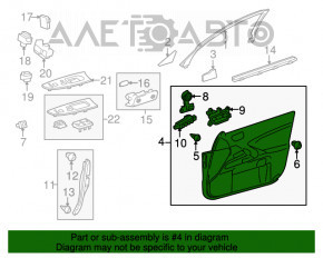 Capacul ușii, cartela din față dreapta Lexus IS250 IS300 IS350 09-13 negru.