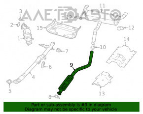 Traseul de evacuare intermediar pentru Jeep Cherokee KL 19-22 2.0T FWD