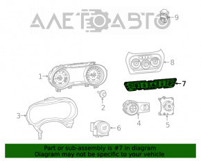 Blocul de butoane de pe panoul frontal al Jeep Cherokee KL 19-23 pentru monitorizarea benzii