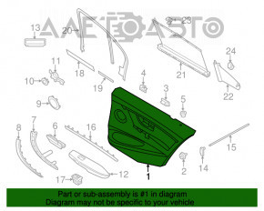 Capacul usii cardului din spate dreapta BMW 3 F30 12-18 bej, zgarieturi, necesita curatare chimica, compatibil cu Harman Kardon