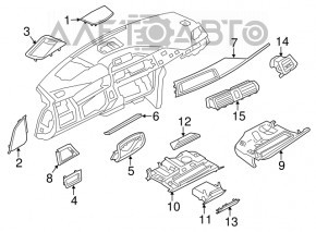 Накладка передней панели левая BMW 3 F30 12-18 серая