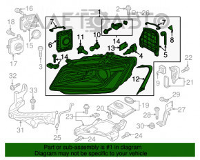 Far stânga față asamblată Audi Q5 8R 13-17 xenon, adaptiv