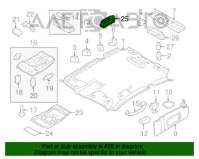 Plafonul de iluminare din spate dreapta pentru Audi Q5 8R 09-17, negru