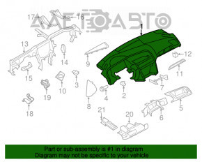 Торпедо передняя панель без AIRBAG Audi Q5 8R 09-17 кожа черная, Bang and Olufsen