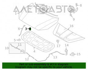 Bara de protecție a capotei, dreapta, mică, Hyundai Kona 18-23