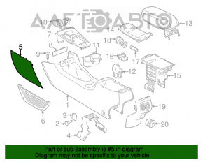 Capacul consolei centrale din față dreapta pentru Jeep Cherokee KL 14-18, negru.