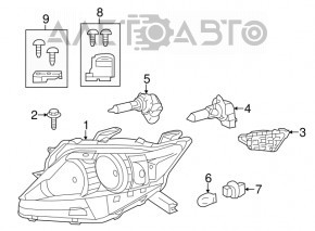 Фара передняя правая голая Lexus RX350 RX450h 13-15 рест галоген новый TYC Тайвань