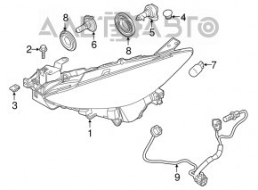 Фара передняя правая Mazda 3 17- MANUAL TYC