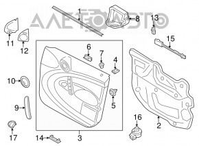 Capacul ușii, cartela frontală stânga Mini Cooper Countryman R60 10-12 negru, cotiera din plastic, matriță lucioasă neagră, zgârieturi.