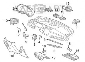 Capacul panoului frontal central Honda CRV 17-22 negru, fara start/stop