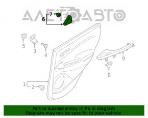 Capac triunghiular pentru ușa din spate stânga a Hyundai Kona 18-23, interior.