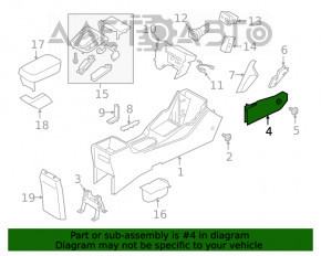 Capacul consolei centrale dreapta inferioara Hyundai Kona 18-23 negru, zgarieturi