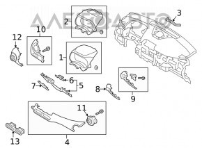 Capacul panoului frontal dreapta pentru șofer Hyundai Kona 18-23 negru