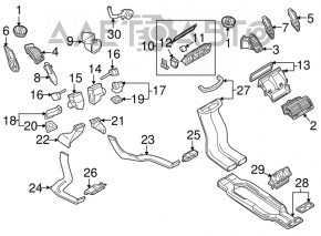 Tubul de aerisire central al torpilei Audi Q7 4L 10-15 cu crom