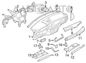 Capacul panoului frontal stânga BMW X5 F15 14-18 din lemn, zgârieturi