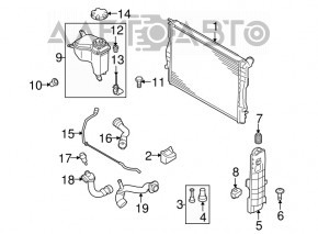 Capacul rezervorului de expansiune al sistemului de răcire BMW F30 12-18, nou, original OEM.