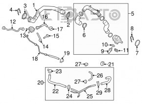 Furtunul de răcire dreapta pentru Porsche Macan 15-18 3.0T, 3.6T, format din 3 piese.