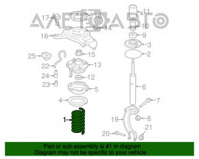 Arcul frontal stânga Porsche Macan 15-18 galben, verde