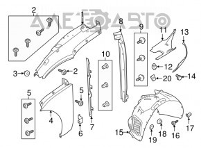 Aripa dreapta fata Porsche Macan 15-18, partea superioara, argintie M7U, aluminiu