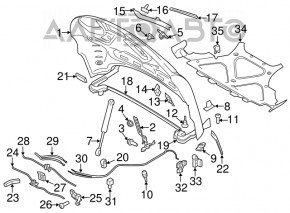 Garnitura capac motor dreapta spate Porsche Macan 15-18 pe caroserie