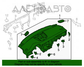 Torpedo panoul frontal cu AIRBAG Porsche Macan 15-18 piele neagră, zgârieturi