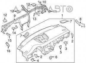 Torpedo panoul frontal cu AIRBAG Porsche Macan 15-18 piele neagră, zgârieturi