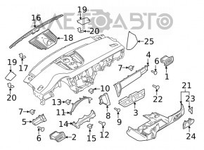 Capacul panoului frontal lateral stânga Porsche Macan 15- negru