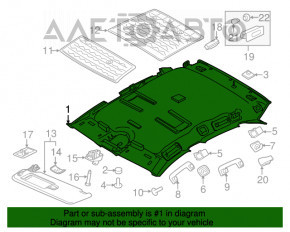 Acoperirea tavanului Porsche Macan 15-18, material textil negru, fără panoramă, fără pachet de lumină