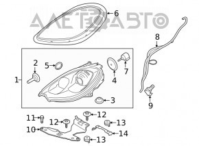 Far dreapta fata goala Porsche Macan 15-18 halogen, cu spalator de parbriz