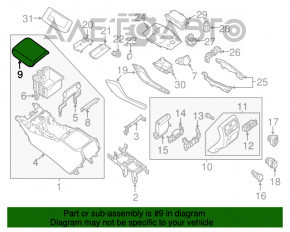 Brațul de cot Infiniti QX60 16- restilizat, negru, piele