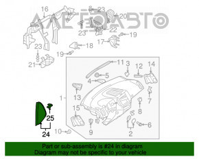 Capacul torpedoului lateral stânga VW Tiguan 09-17 negru