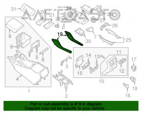 Capacul consolei centrale lateral dreapta Infiniti JX35 QX60 15-16 din piele, negru.