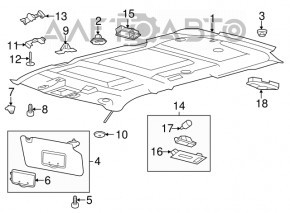 Plafonul de iluminare din spate pentru Ford Explorer 11-19, negru, fără geam panoramic