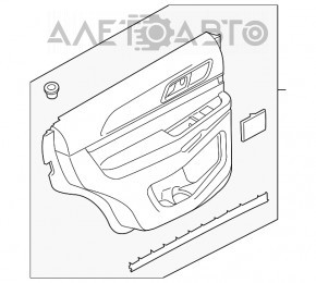 Panoul ușii spate stânga Ford Explorer 16-19, restaurat, bej, inserție din material textil, cotieră din piele, nevoie de curățare, zgârieturi, prindere ruptă, fisură