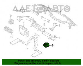 Conducta de aerisire a panoului frontal al pasagerului Ford Explorer 11-19, neagră, fără capac