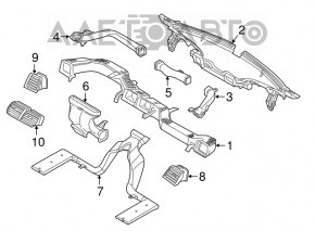 Conducta de aerisire a panoului frontal al pasagerului Ford Explorer 11-19, neagră, fără capac