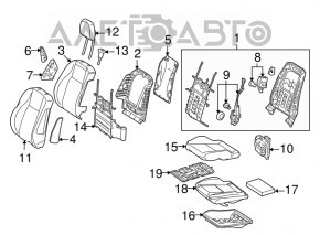 Scaun de pasager Mercedes GLC 16-22 cu airbag, electric, încălzire, memorie, piele bej.