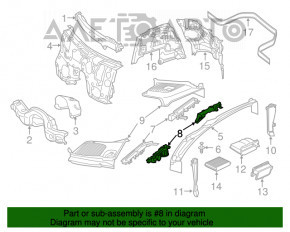 Garnitura de etanșare a ștergătoarelor de pe grilă, dreapta, Mercedes GLC 16-22, inferioară